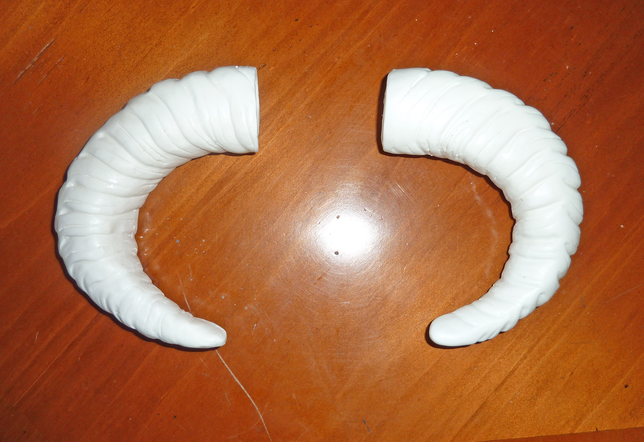 Cast Plastic Rams Horns for Dovahkiin Project